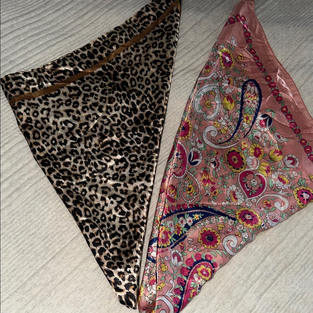 Leopard and Floral Print Women's Silk Scarves